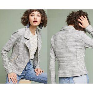 Anthropologie Gray Caitlin Knit Asymmetrical Zip Moto Jacket | XS PETITE